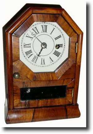C.1865, Seth Thomas (Plymouth Label), Mini Cottage, Octagon Top shelf clock — Antique Clocks Price Guide