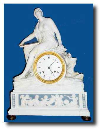 C.1800, French, Moreau, Paris, Bisque Figural clock, — Antique Clocks Price Guide