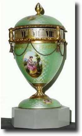 C.1870, Austrian, Mini Annular Dial clock, light green enamel — Antique Clocks Price Guide
