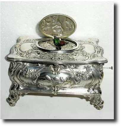 C.1925, Swiss, .800 Silver Singing Bird box — Antique Clocks Price Guide