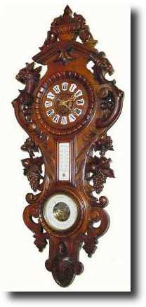 C.1890, French, Walnut Cased clock and barometer, with a thermometer — Antique Clocks Price Guide