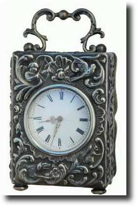 C.1905, Mappin Brothers miniature sterling silver carriage clock — Antique Clocks Price Guide