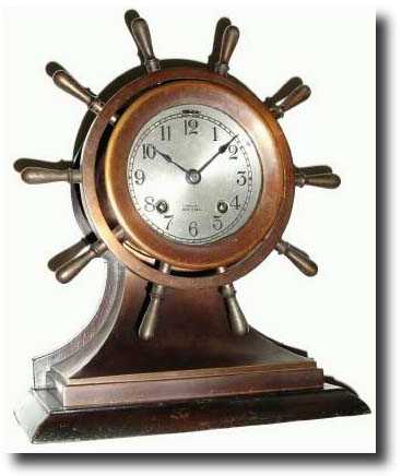 C.1928, Chelsea, no. 191423, "Yacht Wheel" Ship's Bell shelf clock — Antique Clocks Price Guide