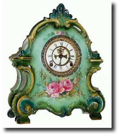 C.1915, Ansonia Royal Bonn, "La Bretagne" porcelain mantel clock — Antique Clocks Price Guide
