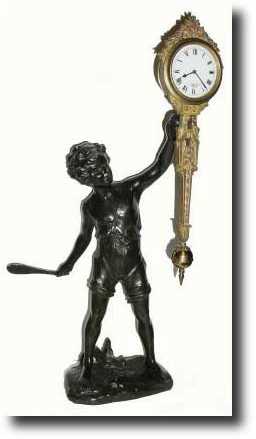 C.1905, German, Bronzed Spelter "Batboy" swinging mystery shelf clock — Antique Clocks Price Guide