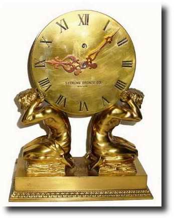 C.1930, Sterling Bronze Co., figural shelf clock, with Chelsea movement — Antique Clocks Price Guide