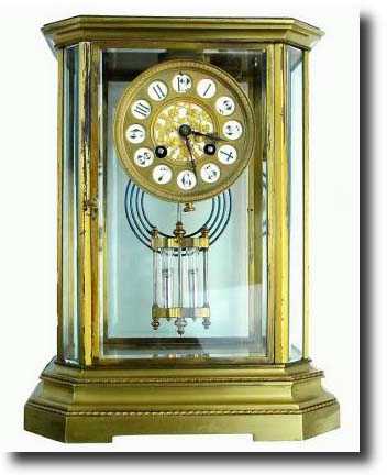 C.1900, French, Uncommon Octagonal Crystal regulator shelf clock — Antique Clocks Price Guide