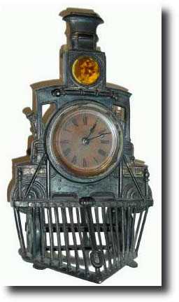 C.1886, Ansonia Novelty clock No. 44, Locomotive — Antique Clocks Price Guide