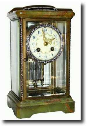 C.1895, French, H and H, 4-Glass mantel crystal regulator shelf clock — Antique Clocks Price Guide
