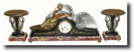 C.1910, French 3 piece Art deco figural clock garniture — Antique Clocks Price Guide