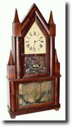 C.1845, Birge and Fuller, Bristol, Conn. 30-hour wagon spring double steeple clock — Antique Clocks Price Guide