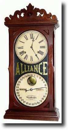 C.1880, Ithaca Clock Co., "No. 10. Farmer's" calendar advertising clock — Antique Clocks Price Guide