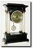 C.1820 Austrian 4 column wood and alabaster mantel clock