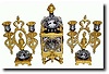 C.1880, French Porcelain and Ormolu mantel garniture