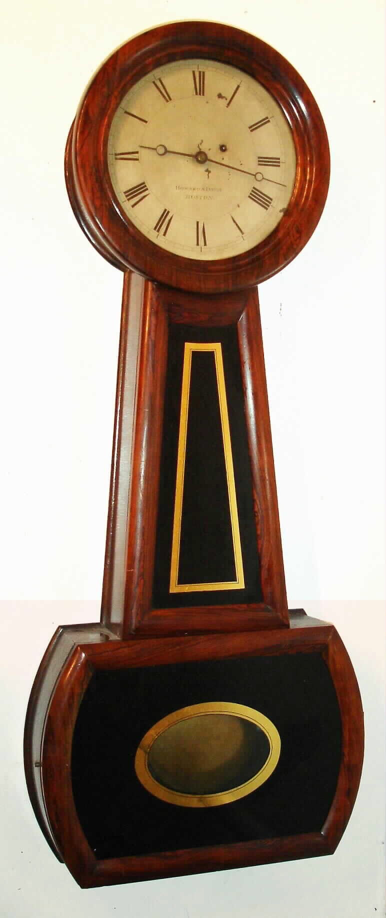 Howard and Davis, Boston "No. 1 Banjo" 8-day weight driven wall clock, in a rosewood grain painted cherry case, C.1850 — Antique Clocks Price Guide