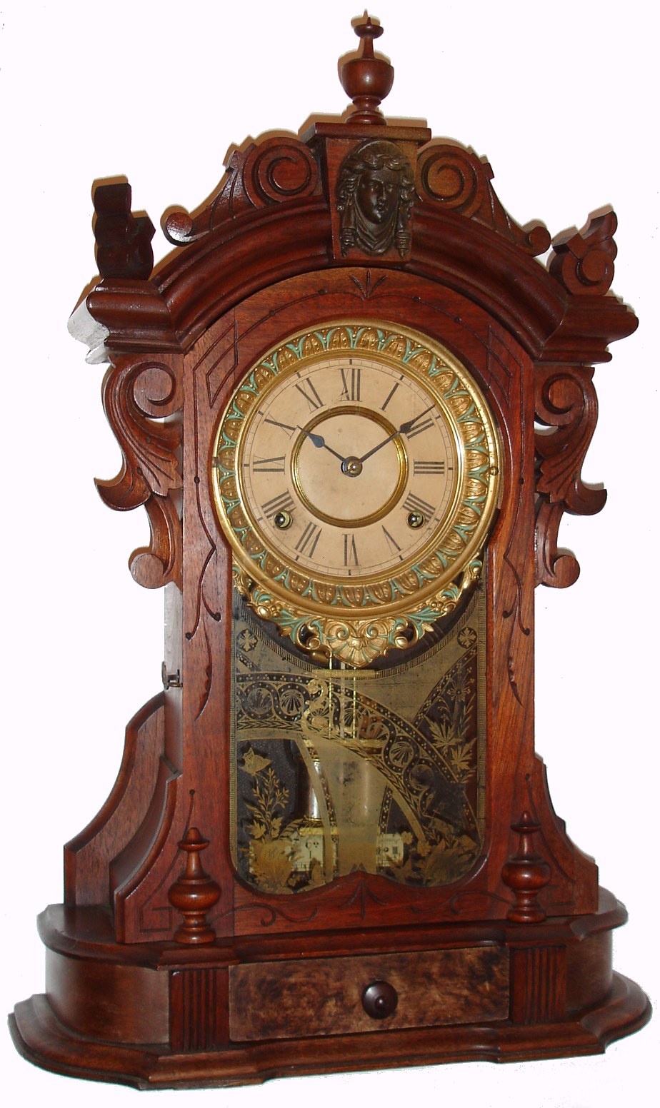 Ansonia Clock Co., New York, "Monarch" walnut 8-day time and strike parlor clock, C.1901. — Antique Clocks Price Guide
