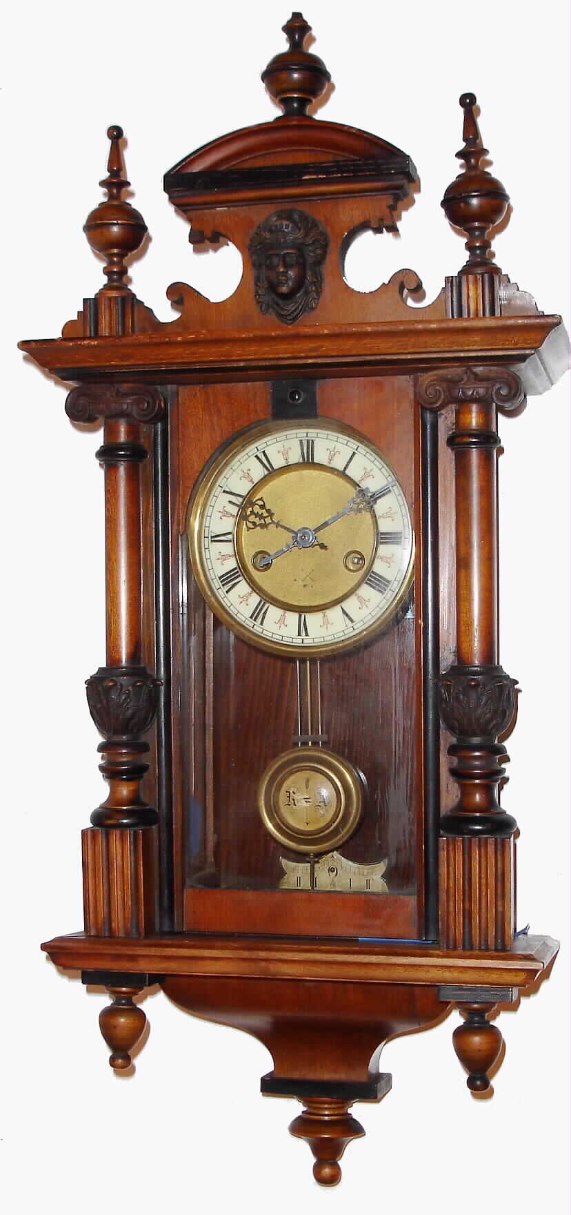 Hamburg-American German mini R/A 8-day time and strike mahogany wall clock, C.1910. — Antique Clocks Price Guide