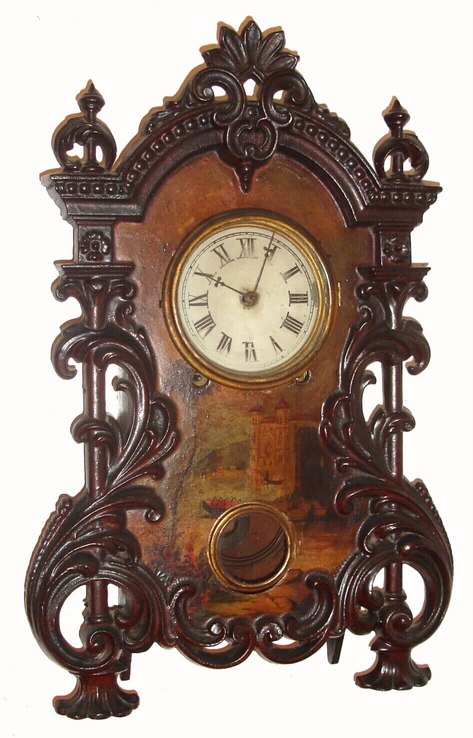 New Haven Clock Co., Conn., iron-front 8-day time and strike mantel clock, C.1860. — Antique Clocks Price Guide