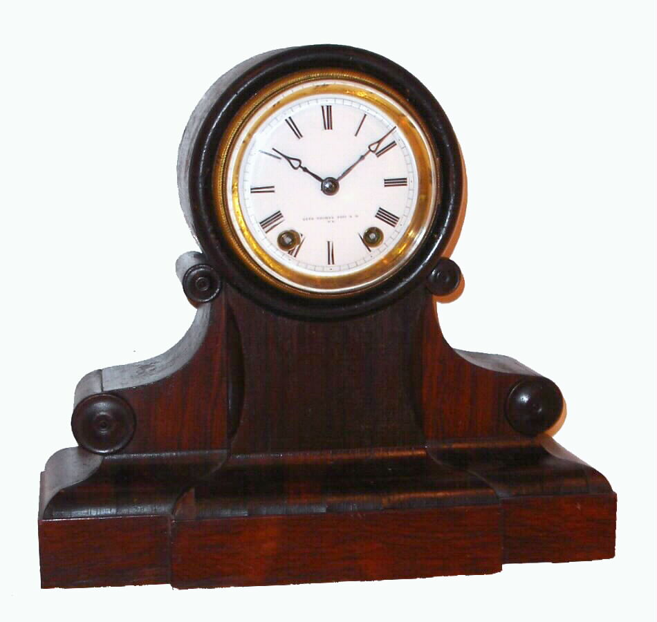 Seth Thomas Sons and Co., New York, mahogany 15-day time and strike mantel clock, C.1875. — Antique Clocks Price Guide