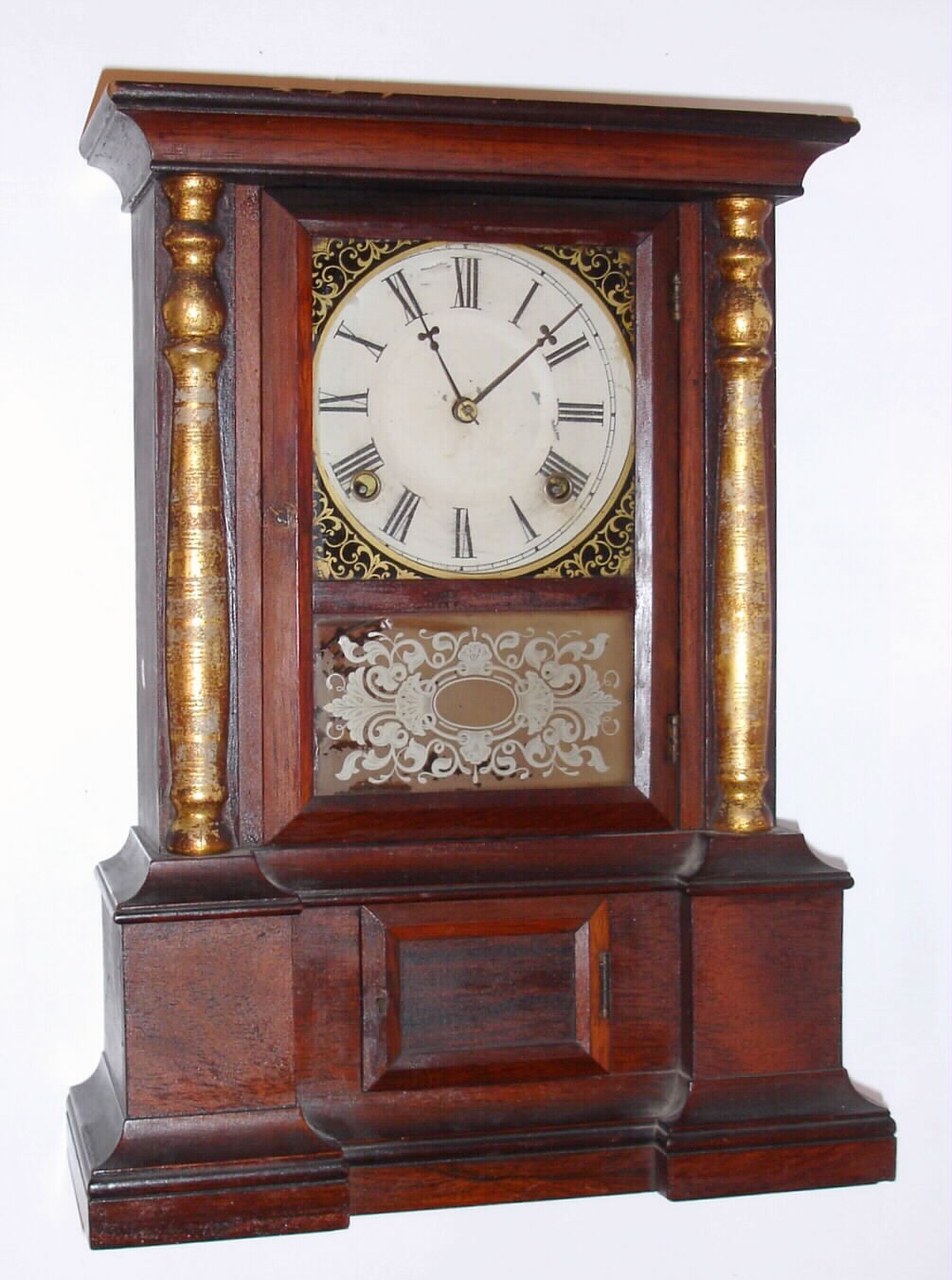 Atkins Clock Co., Bristol Conn., "London" model, 8-day time and gong strike mahogany mantel clock, C.1870. — Antique Clocks Price Guide