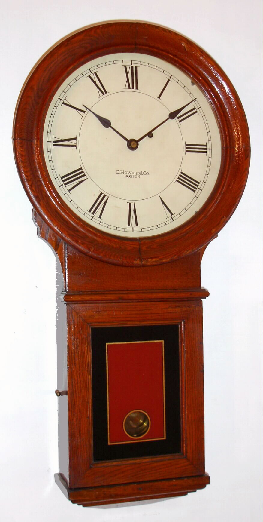 E. Howard and Co., Boston, "Regulator No. 70" oak cased weight-driven wall timepiece, 8-day, 12" dial, C.1920. — Antique Clocks Price Guide