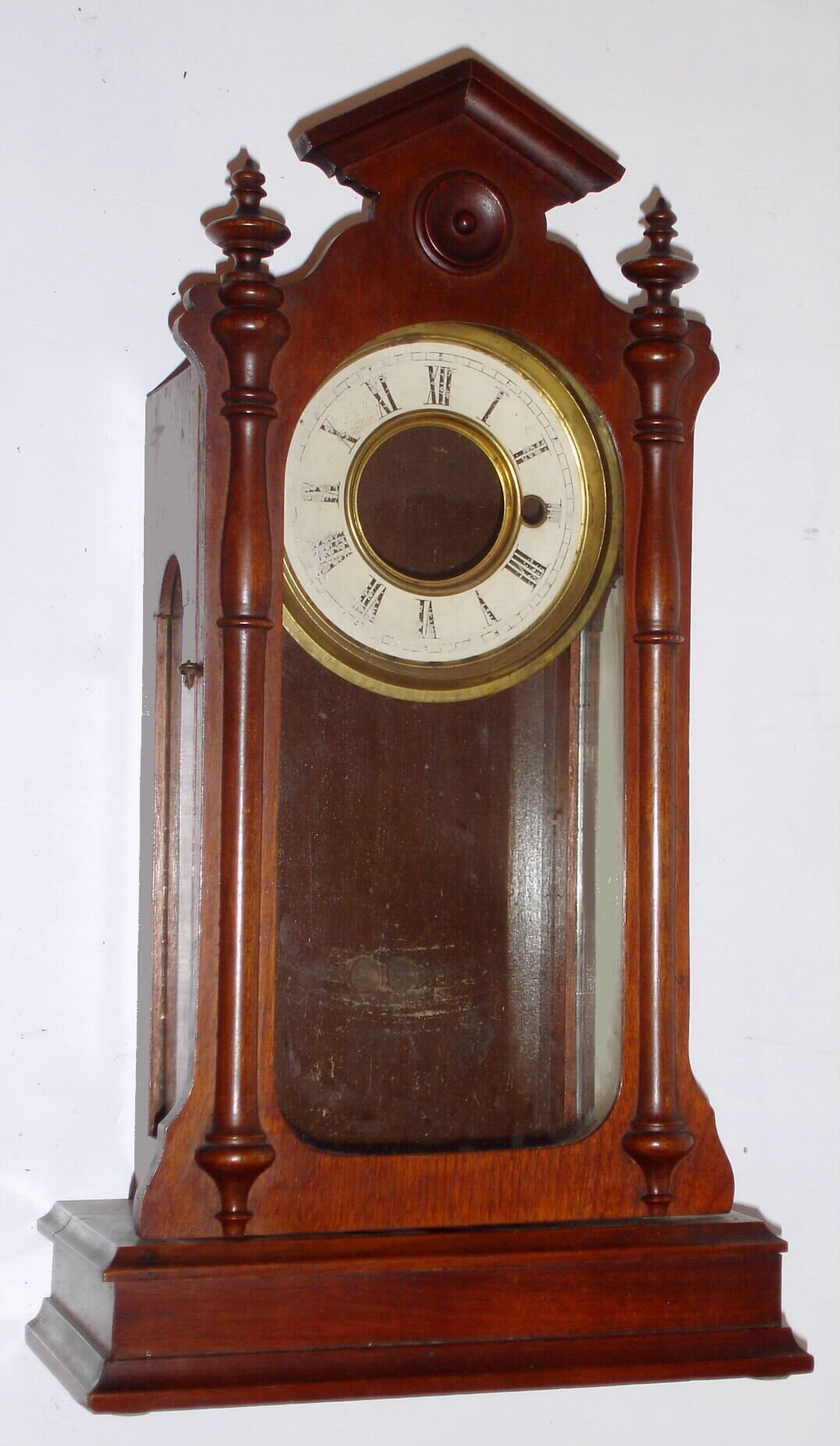 F. Kroeber Clock Co., New York "Angel Swing No. 1" walnut case only, c1878 — Antique Clocks Price Guide
