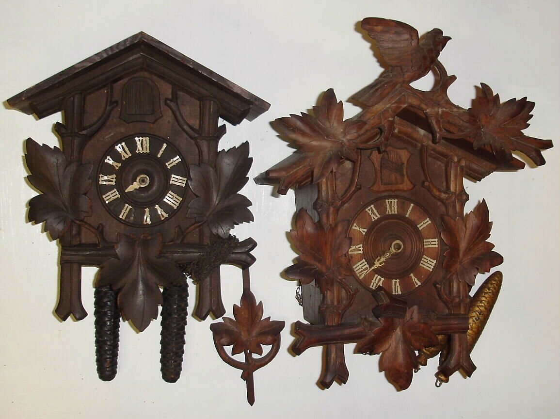 Clocks- (2) German Black Forest 2-weight cuckoo clocks, C.1910 — Antique Clocks Price Guide