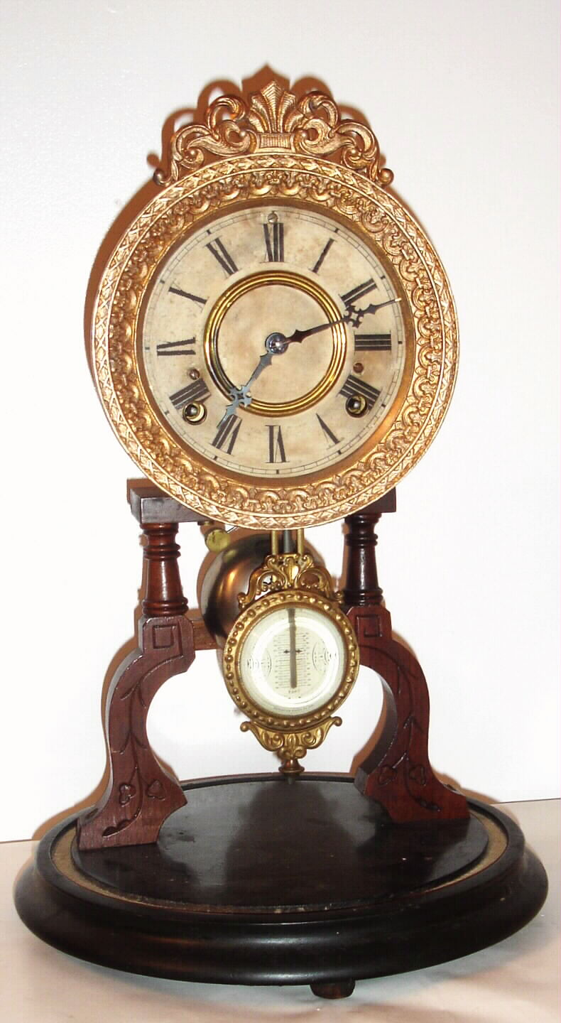 F. Kroeber Clock Co., New York, 8-day time/strike "Crystal Palace" type mantel clock. From the two models that are shown in the Kroeber catalog it appears that Kroeber was offering his version of the Ansonia/Davies palace, C. 1874 — Antique Clocks Price Guide