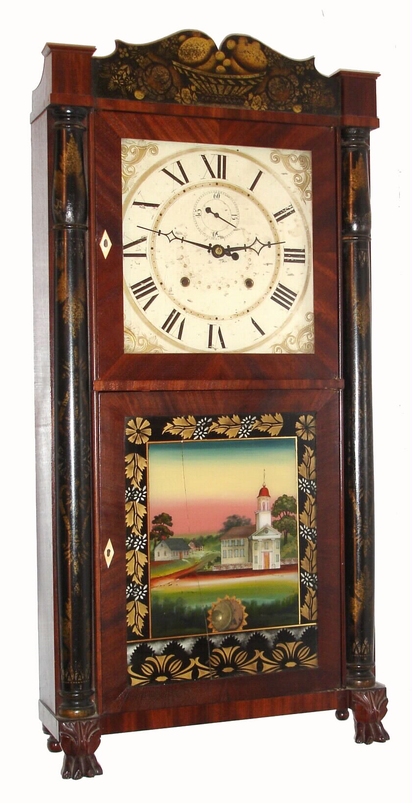 Seth Thomas, Plymouth, Conn., C.1830, 8-day time/strike wood movement half column and splat shelf clock. — Antique Clocks Price Guide