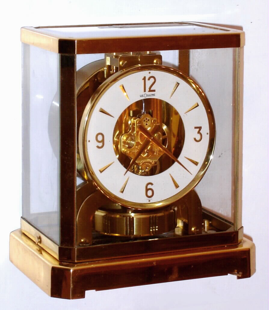 Swiss, LeCoultre, ATMOS, self winding perpetual running timepiece in a brass and glass case. Serial No. 157629, C. 1962 — Antique Clocks Price Guide