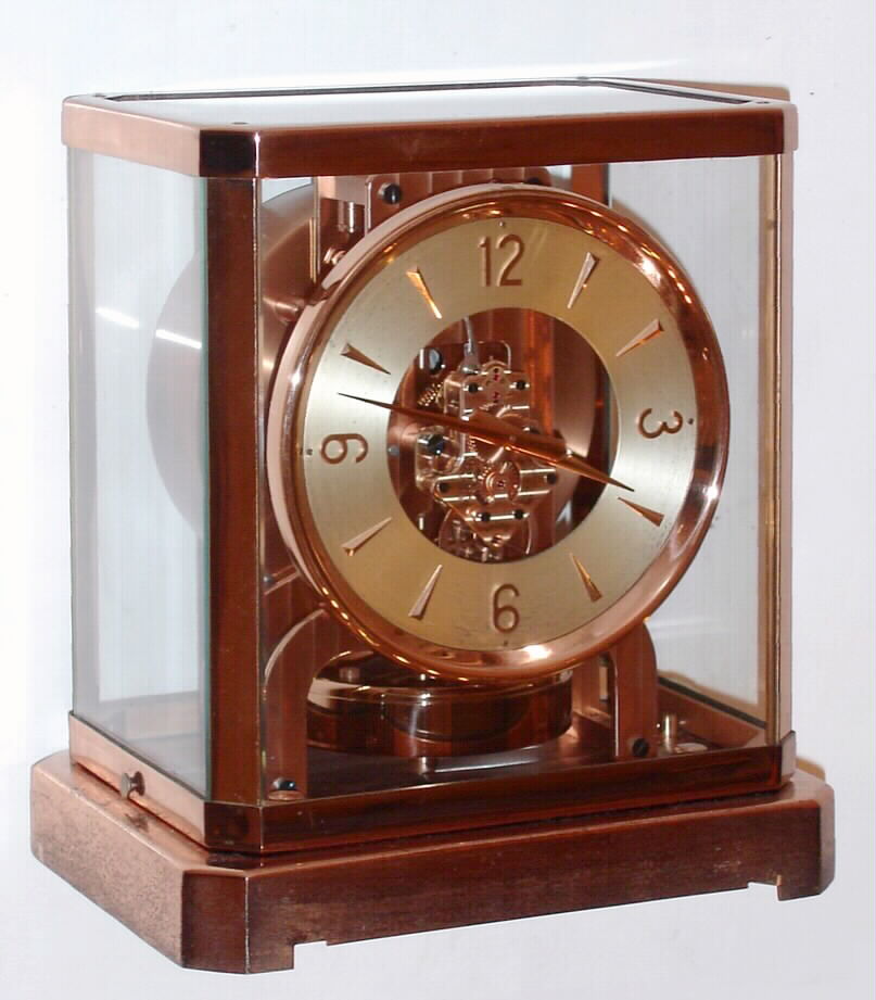 Swiss, LeCoultre, ATMOS, self winding perpetual running timepiece in a copper and glass case. Serial No. 13389, C. 1942 — Antique Clocks Price Guide