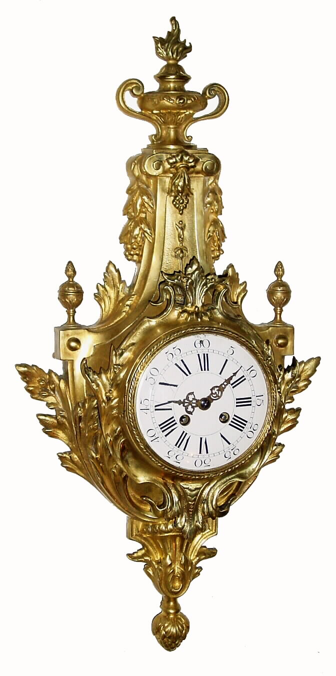 French, Vincenti, brass cased cartel clock, 8-day time and bell strike movement, c1890 — Antique Clocks Price Guide