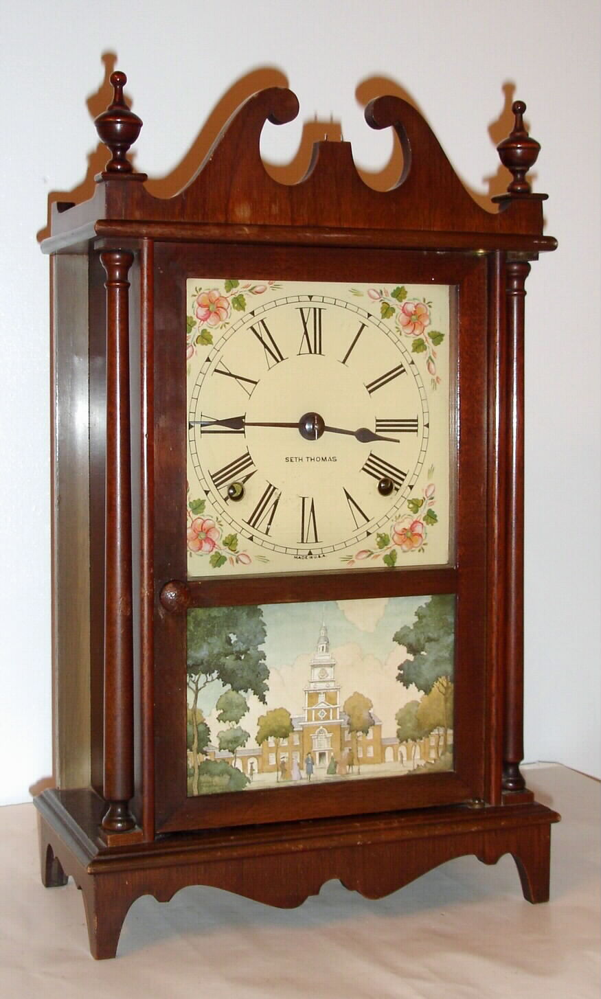 Seth Thomas Clock Co., C. 1928, "Concord", 8-day time/strike pillar and scroll mantel clock. — Antique Clocks Price Guide