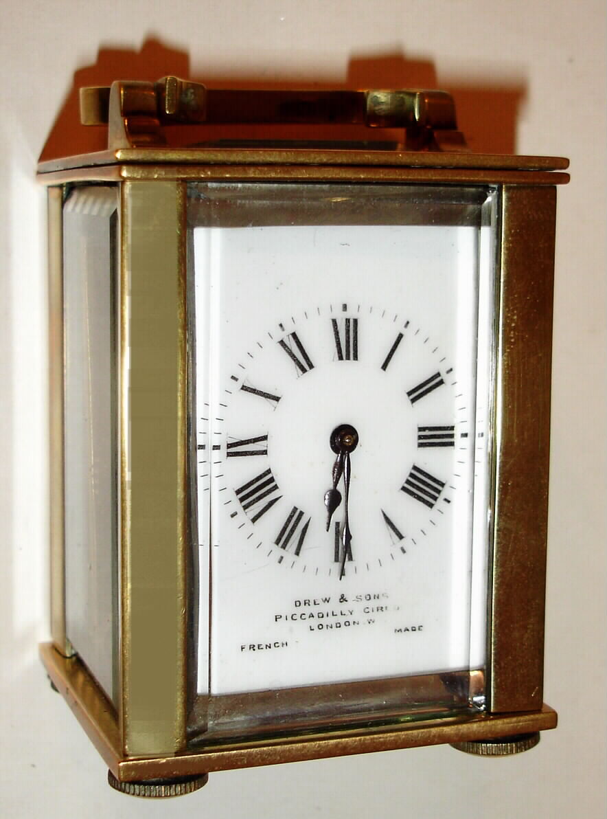 French, miniature carriage clock retailed by Drew and Sons, London, C.1920 — Antique Clocks Price Guide