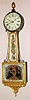 G. G. Brewster, Portsmouth, NH, presentation banjo, weight driven, 8-day, time only wall clock, rope twist, gold front, c1830