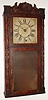 Orton, Preston and Co., Farmington, Conn., carved column and splat 8-day wooden works weight-driven shelf clock with alarm. C.1836.