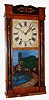 Homer Bishop, Bristol, Conn. mahogany-veneer Stenciled Half-Column and Splat two-weight 30-hour time- and strike wooden-works shelf clock, C.1832.