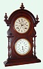 Welch, Spring and Co., Bristol Conn., shelf "Wagner" double-dial 8-day time and strike perpetual calendar mahogany mantle clock, C.1880.