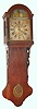 Staartklok, Dutch weight-driven 30-hour time and strike wood hanging clock, often called a "tail" clock or Dutch Hood, C.1810.