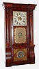 Seth Thomas, Plymouth Hollow Conn., mahogany 8-day weight-driven time and strike column and cornice shelf clock, C.1863.