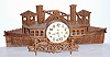 Tramp Art, Fretwork clock, a "SIDE WHEELER" river boat, with one day Seth Thomas spring driven movement, c1900