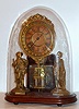 Ansonia Clock Co., Ansonia, Conn. "Crystal Palace" mantel clock 8 day time and strike spring driven movement on walnut base under dome, c1875