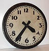 Very large electric gallery clock with painted Arabic numeral dial, c1935
