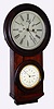 L. F. and W. W. Carter, Bristol, Conn. miniature B. B. Lewis perpetual double dial calendar 8 day time only spring driven movement in rosewood case, c1865