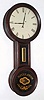 Williams and Hatch, North Attleboro, Mass., "Baltimore Banjo" wall clock 8 day time only weight driven movement in rosewood grain painted case with circular head and base or figure 8 style, c1870