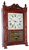 Mark Leavenworth and Co., Waterbury, Conn., C. 1832, 30-hour time/strike wood movement carved half column and splat shelf clock.