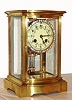 French, Marti and Cie, 8-day time/strike brass and glass crystal regulator, in a bow-front case and with fancy brilliant studded bezel and matching pendulum, C. 1900