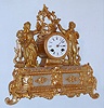 French, 8-day time/strike figural mantel clock, young couple in the garden, C. 1870