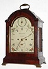 English, Patton and Co., London, 8-day time and bell strike, twin fusee movement, mahogany case bracket clock, with strike-silent dial in the arch, and with fan style brass side frets and brass bracket feet, C. 1810
