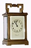 French, Charles Hour, gilt brass, striking carriage clock, in an Anglaise case retailed by Schumann's Sons, New York with its original carrying case, C. 1900